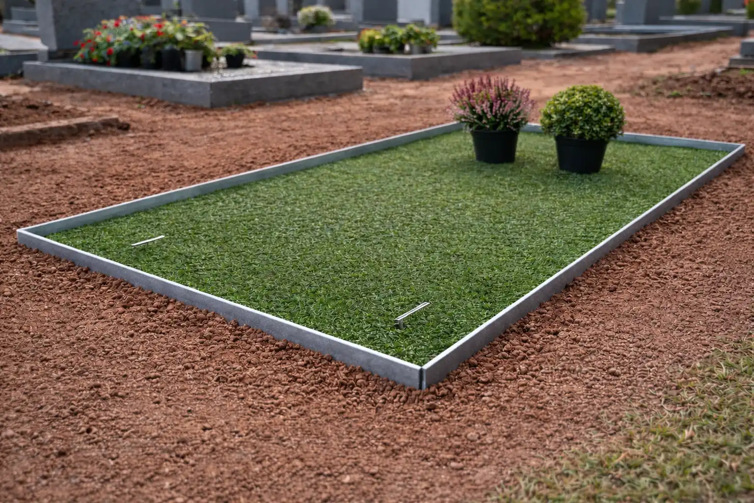 Fixation du gazon synthétique avec des agrafes de jardin